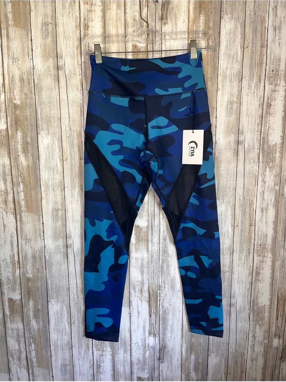 NWT ZYIA Navy Camo Mesh Light n Tight Hi Rise 7/8 Leggings Size 4 - Picture 2 of 7